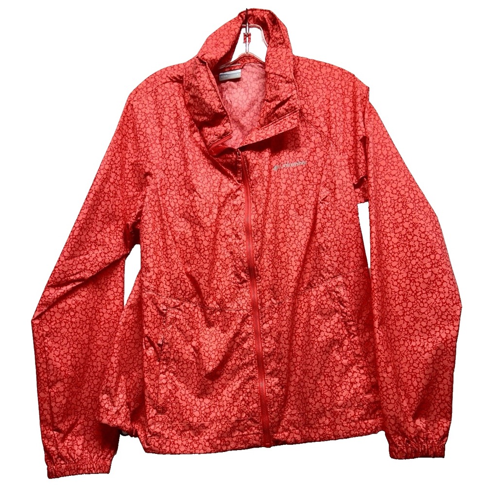 Columbia Women's Coral Large Nylon Hooded Windbreaker Jacket (HU)